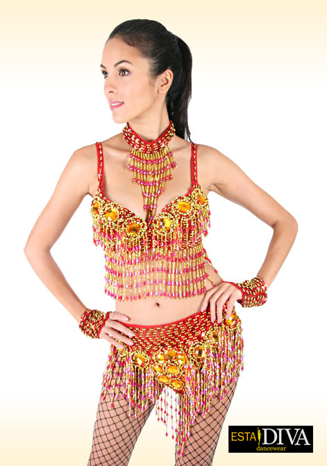 Belly Dance Costume Fina Oriental Sequin Beads Dress 12 €12500 Esta Diva Dancewear