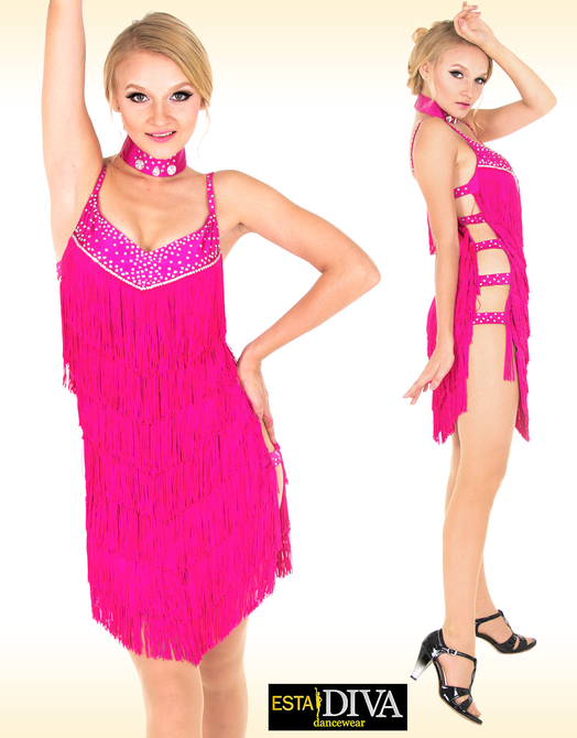 Latin Dance Dress - Fucsia Furia