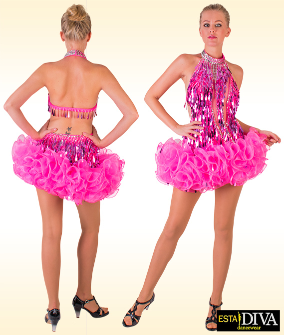 Latin Dance Dress - Robe Danse Latine [latin-sequin-ruffle-dress-1