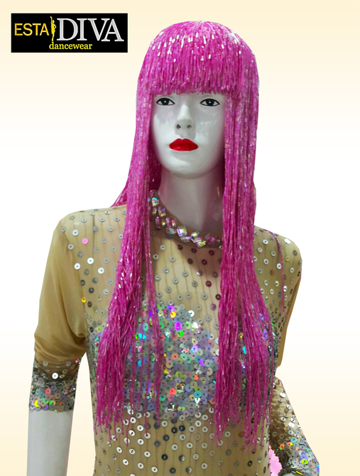 Beaded Fringe Wig - Parrucca Fucsia